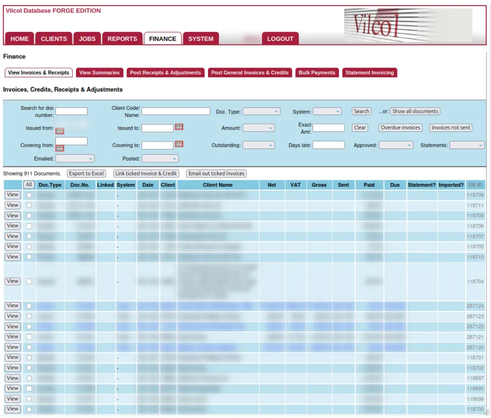Reproduced with permission. As these are real systems data has been blurred to ensure confidentiality