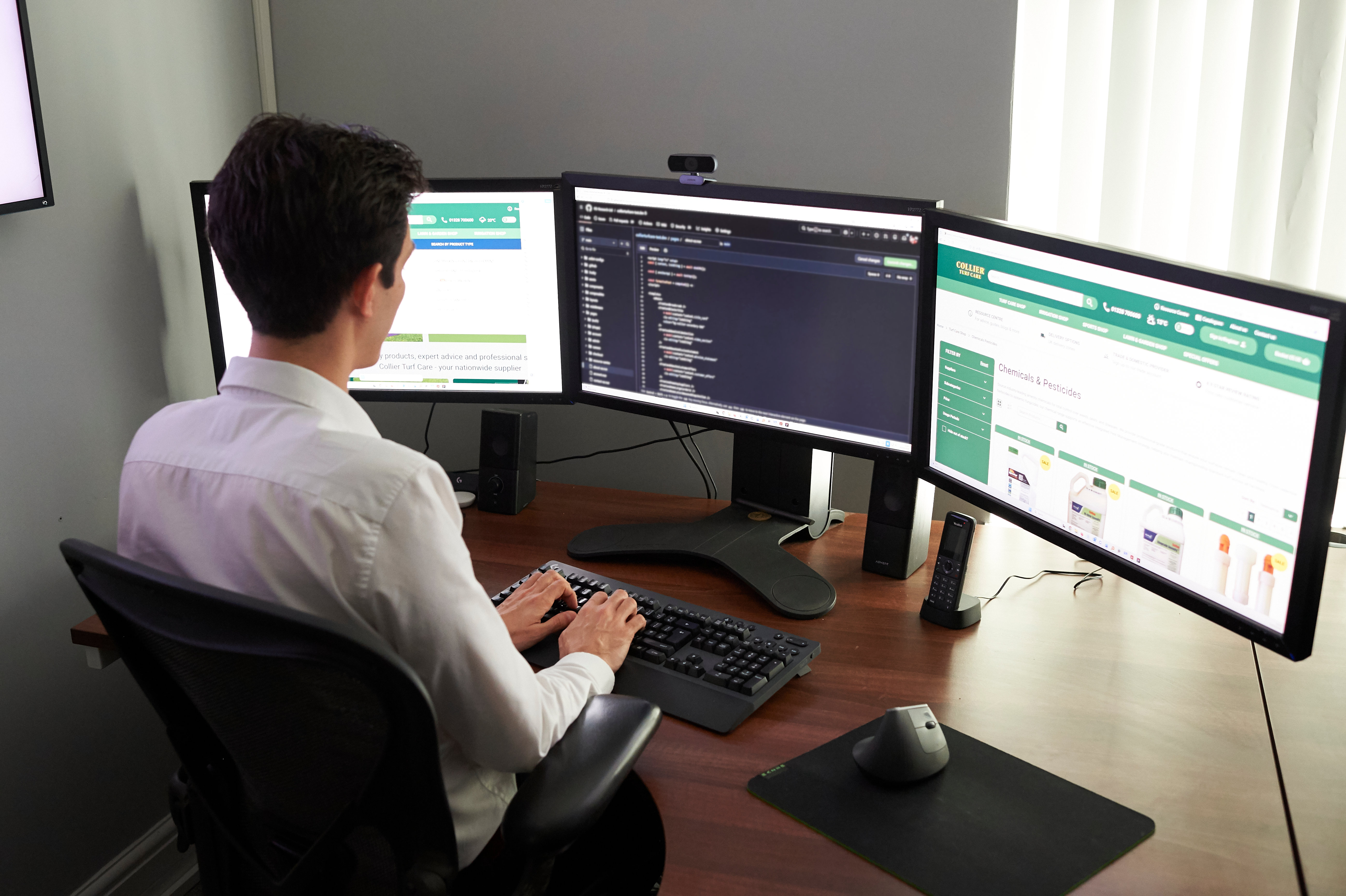 Dean implementing the latest <a class="text-xs leading-[1.4] tracking-widest underline text-[#a0a0a0] uppercase" href="https://www.collier-turf-care.co.uk/?utm_source=rdresearch&utm_medium=referral&utm_campaign=partner_link&utm_content=site_link&ref=rdresearch">Collier Turf Care</a> backend code changes.